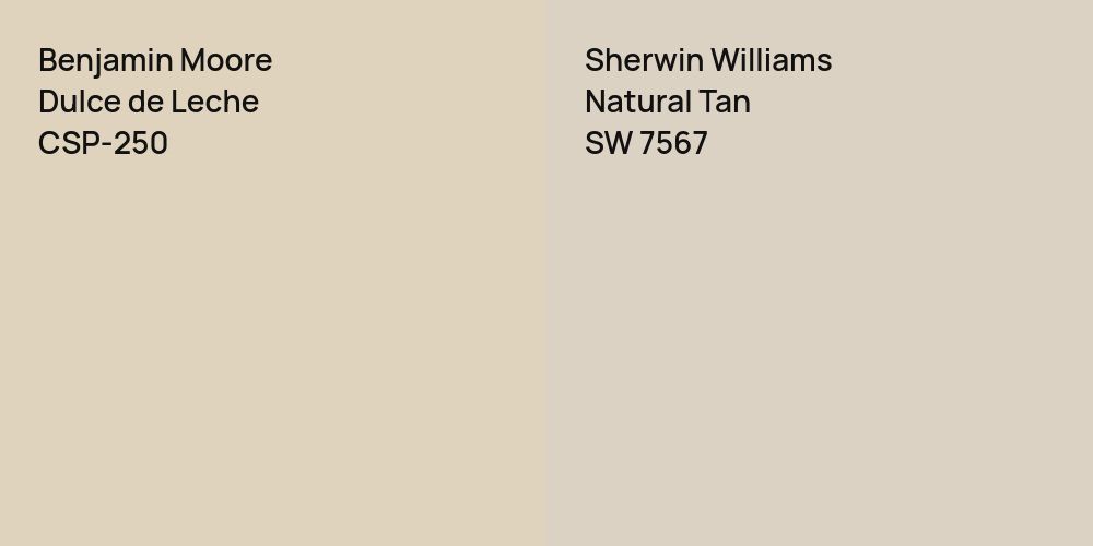 Benjamin Moore Dulce de Leche vs. Sherwin Williams Natural Tan