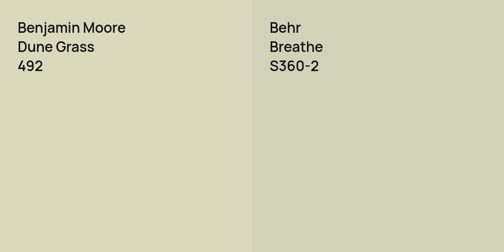 Benjamin Moore Dune Grass vs. Behr Breathe