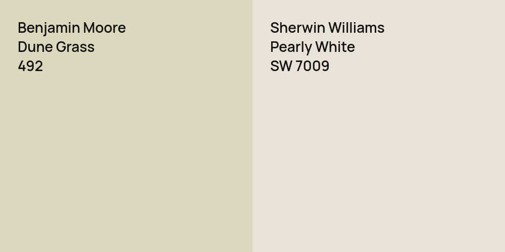 Benjamin Moore Dune Grass vs. Sherwin Williams Pearly White