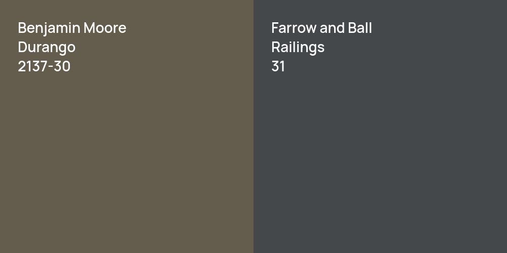 Benjamin Moore Durango vs. Farrow and Ball Railings