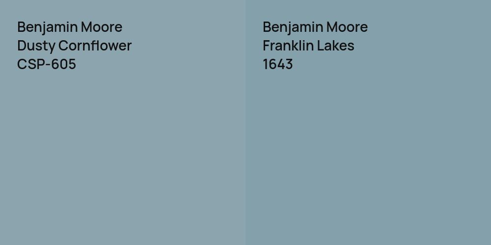 Benjamin Moore Dusty Cornflower vs. Benjamin Moore Franklin Lakes