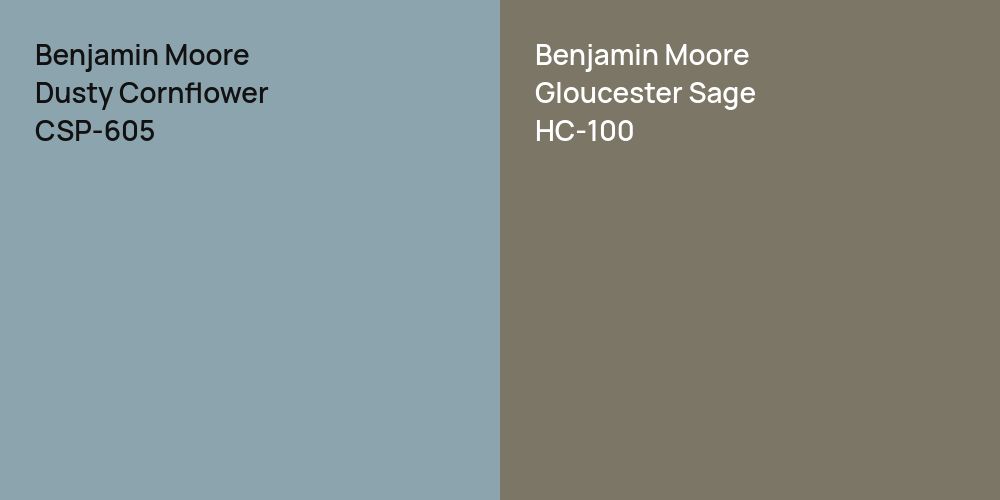 Benjamin Moore Dusty Cornflower vs. Benjamin Moore Gloucester Sage