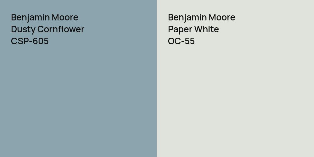 Benjamin Moore Dusty Cornflower vs. Benjamin Moore Paper White