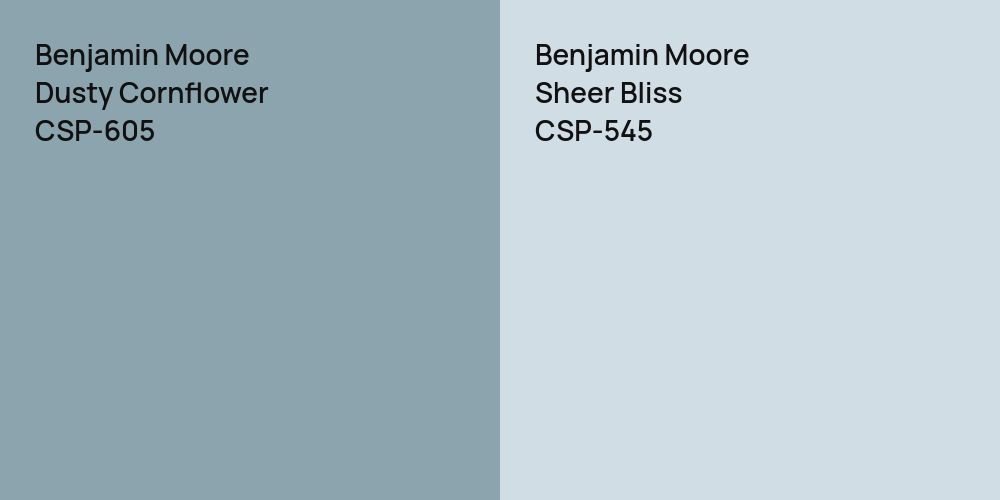 Benjamin Moore Dusty Cornflower vs. Benjamin Moore Sheer Bliss