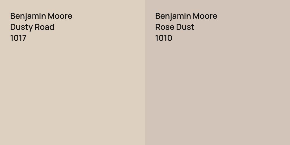 Benjamin Moore Dusty Road vs. Benjamin Moore Rose Dust