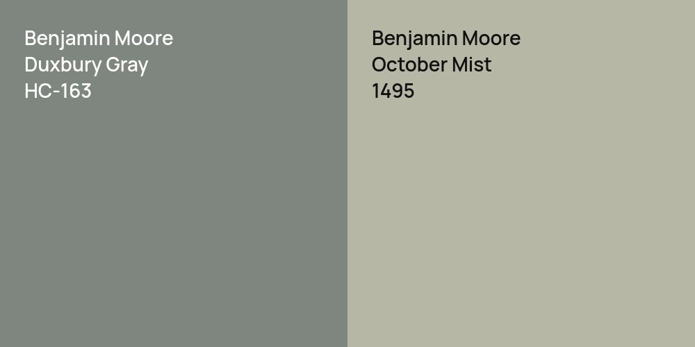 Benjamin Moore Duxbury Gray vs. Benjamin Moore October Mist