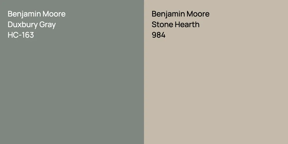 Benjamin Moore Duxbury Gray vs. Benjamin Moore Stone Hearth