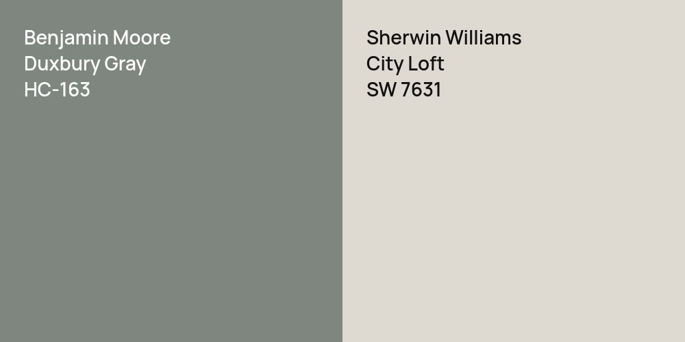 Benjamin Moore Duxbury Gray vs. Sherwin Williams City Loft