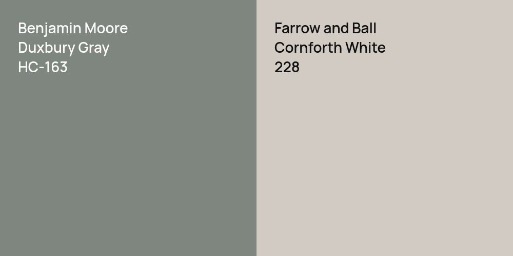 Benjamin Moore Duxbury Gray vs. Farrow and Ball Cornforth White