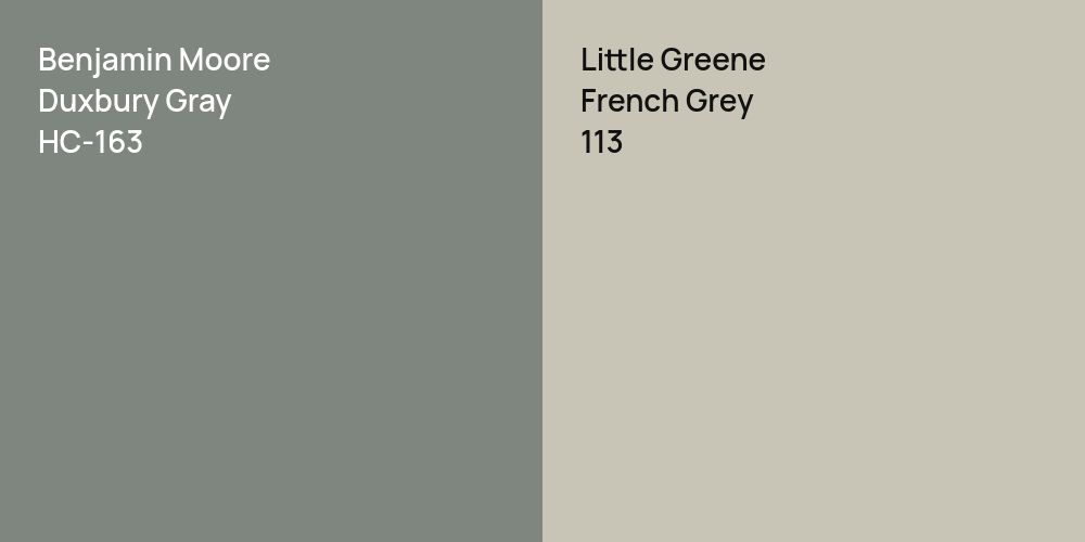 Benjamin Moore Duxbury Gray vs. Little Greene French Grey