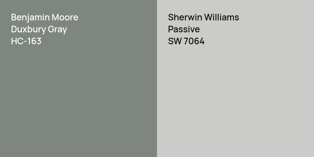 Benjamin Moore Duxbury Gray vs. Sherwin Williams Passive