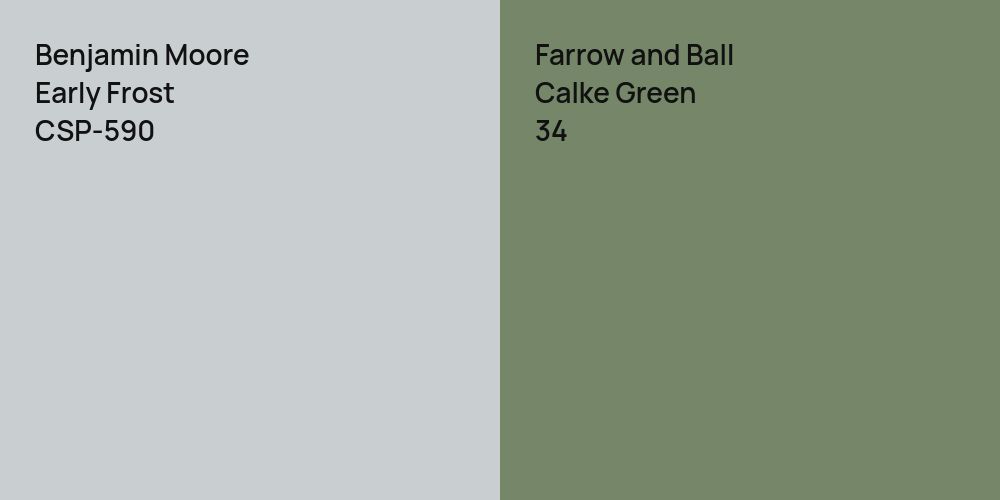 Benjamin Moore Early Frost vs. Farrow and Ball Calke Green