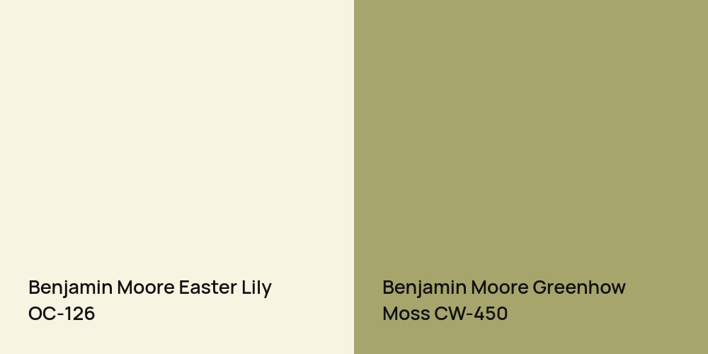 Benjamin Moore Easter Lily vs. Benjamin Moore Greenhow Moss