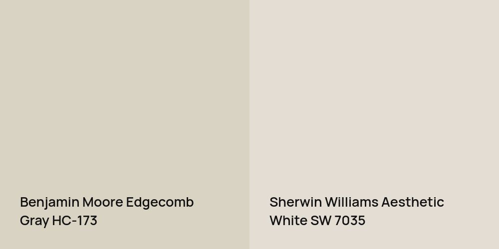 Benjamin Moore Edgecomb Gray vs. Sherwin Williams Aesthetic White