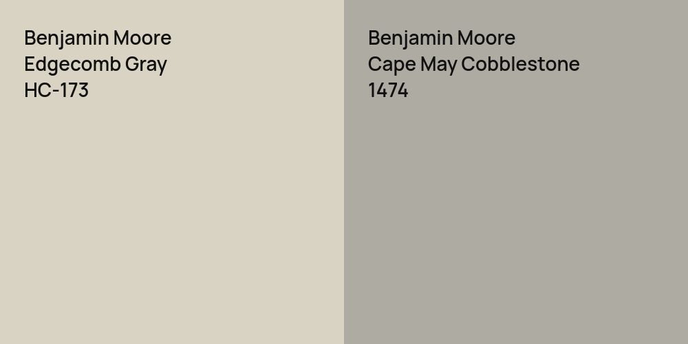 Benjamin Moore Edgecomb Gray vs. Benjamin Moore Cape May Cobblestone