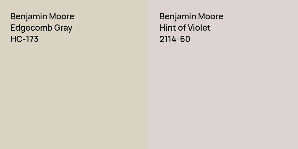 Benjamin Moore Edgecomb Gray vs. Benjamin Moore Hint of Violet