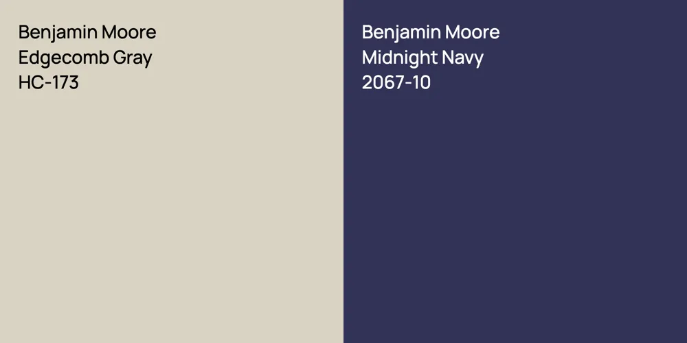 Benjamin Moore Edgecomb Gray vs. Benjamin Moore Midnight Navy