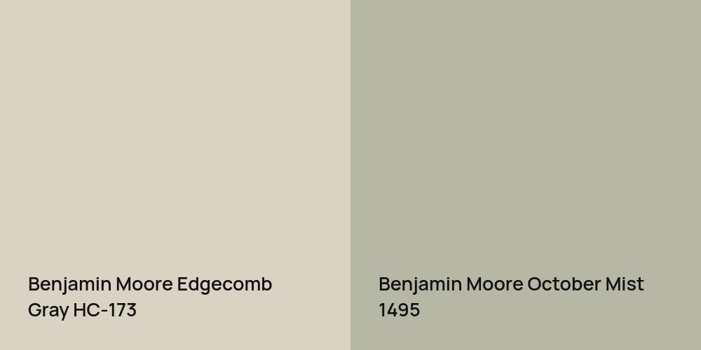 Benjamin Moore Edgecomb Gray vs. Benjamin Moore October Mist