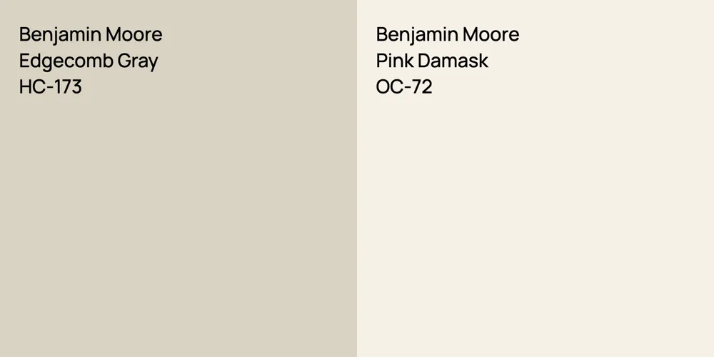 Benjamin Moore Edgecomb Gray vs. Benjamin Moore Pink Damask