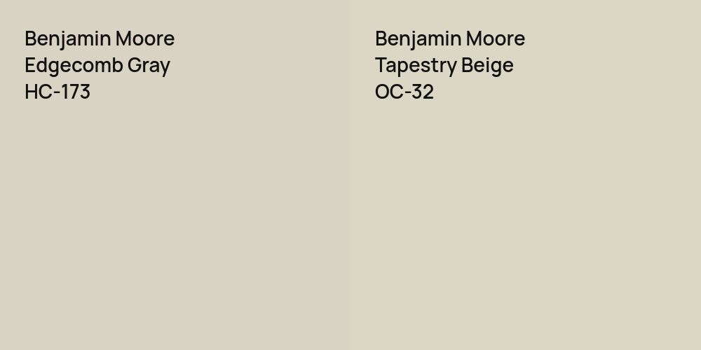 Benjamin Moore Edgecomb Gray vs. Benjamin Moore Tapestry Beige