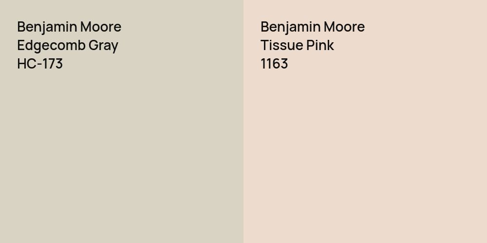 Benjamin Moore Edgecomb Gray vs. Benjamin Moore Tissue Pink