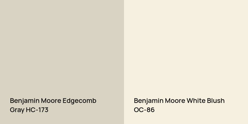 Benjamin Moore Edgecomb Gray vs. Benjamin Moore White Blush