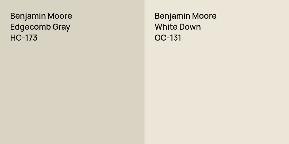 Benjamin Moore Edgecomb Gray vs. Benjamin Moore White Down