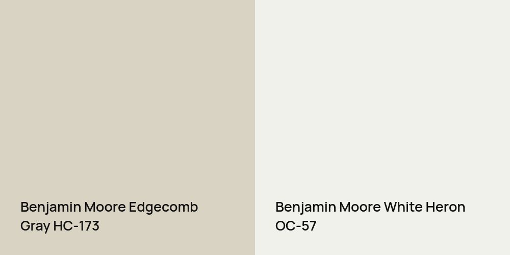 Benjamin Moore Edgecomb Gray vs. Benjamin Moore White Heron