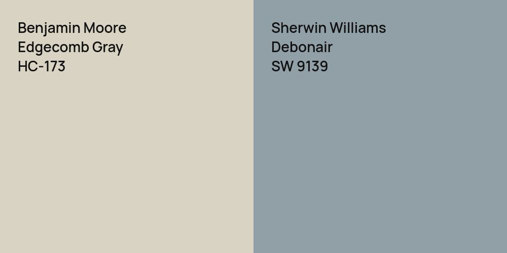 Benjamin Moore Edgecomb Gray vs. Sherwin Williams Debonair