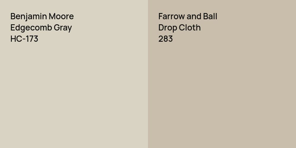 Benjamin Moore Edgecomb Gray vs. Farrow and Ball Drop Cloth