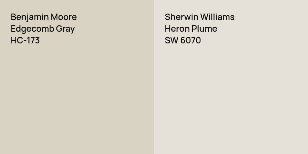 Benjamin Moore Edgecomb Gray vs. Sherwin Williams Heron Plume