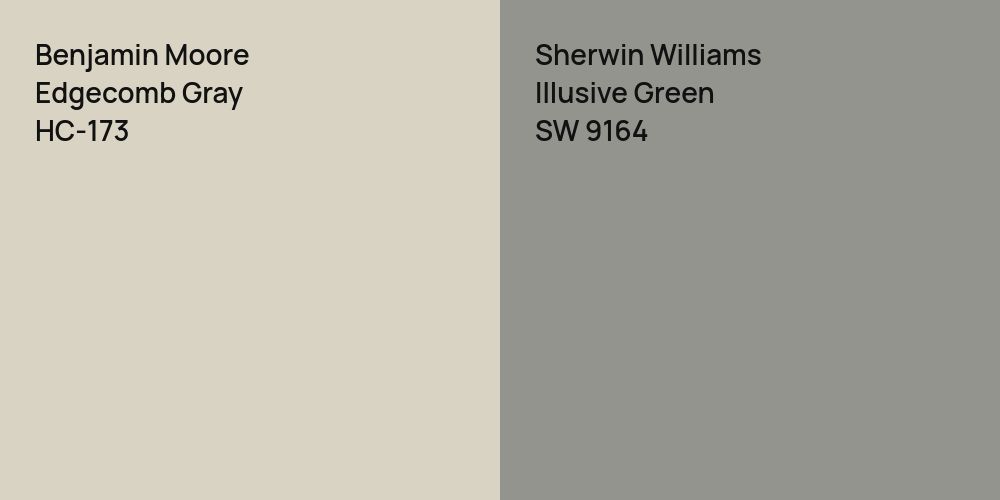 Benjamin Moore Edgecomb Gray vs. Sherwin Williams Illusive Green