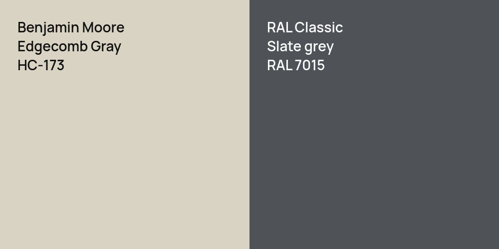 Benjamin Moore Edgecomb Gray vs. RAL Classic  Slate grey