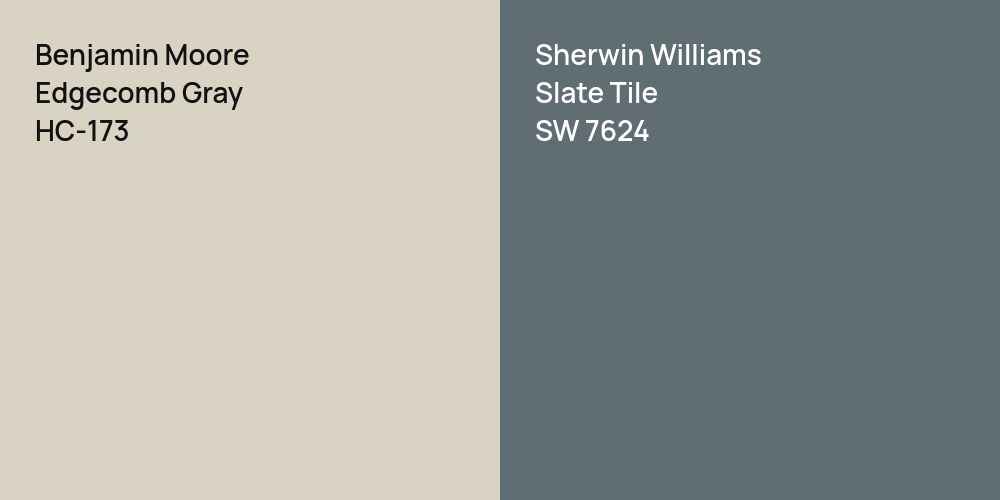 Benjamin Moore Edgecomb Gray vs. Sherwin Williams Slate Tile