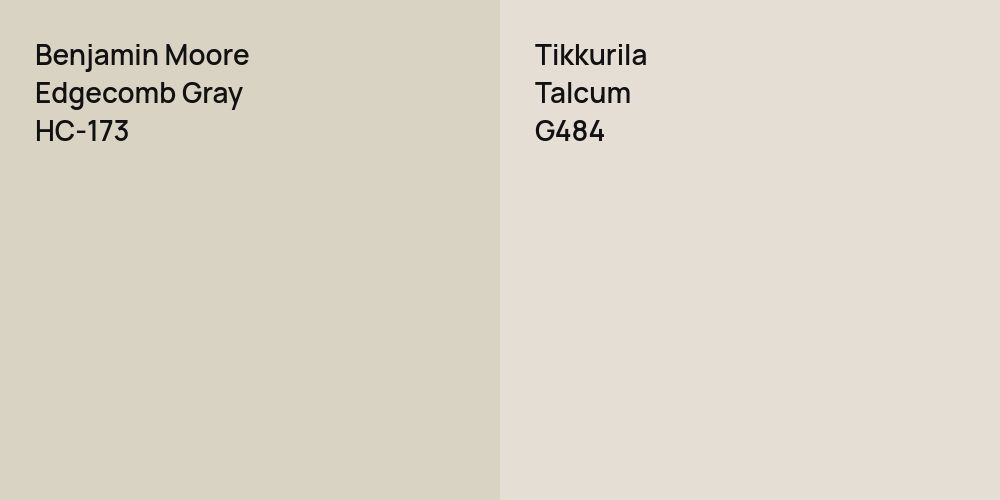 Benjamin Moore Edgecomb Gray vs. Tikkurila Talcum