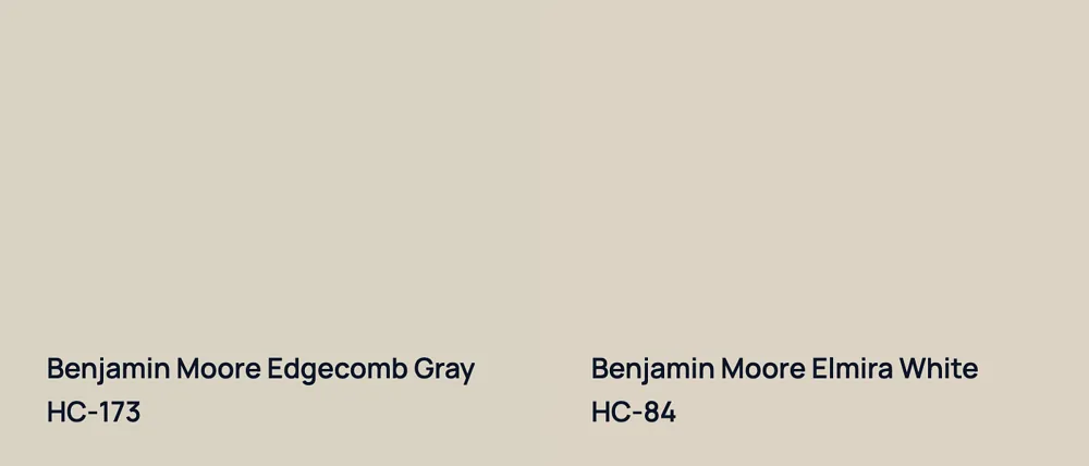Benjamin Moore Edgecomb Gray HC-173 vs Benjamin Moore Elmira White HC-84