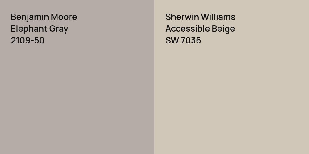 Benjamin Moore Elephant Gray vs. Sherwin Williams Accessible Beige