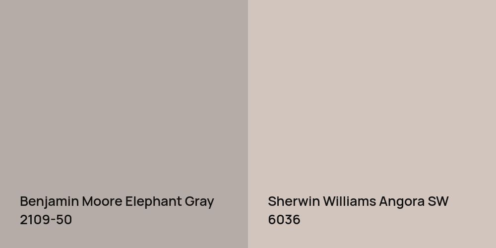 Benjamin Moore Elephant Gray vs. Sherwin Williams Angora