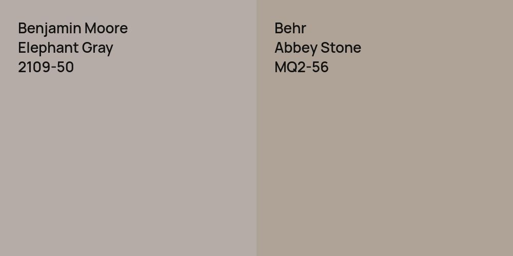 Benjamin Moore Elephant Gray vs. Behr Abbey Stone