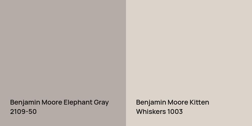 Benjamin Moore Elephant Gray vs. Benjamin Moore Kitten Whiskers