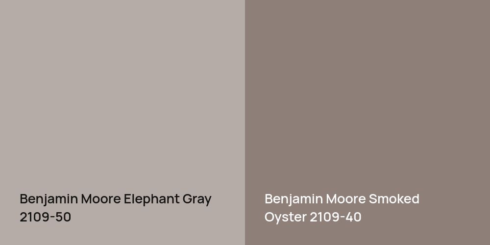 Benjamin Moore Elephant Gray vs. Benjamin Moore Smoked Oyster