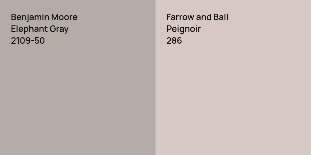 Benjamin Moore Elephant Gray vs. Farrow and Ball Peignoir