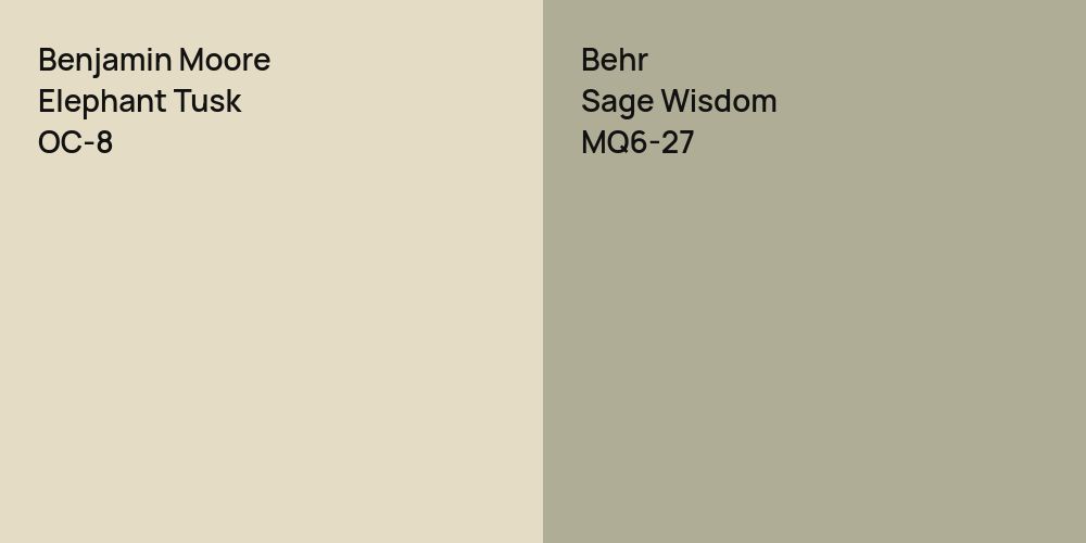 Benjamin Moore Elephant Tusk vs. Behr Sage Wisdom