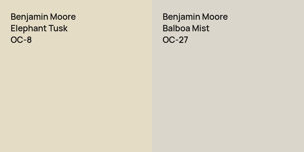 Benjamin Moore Elephant Tusk vs. Benjamin Moore Balboa Mist