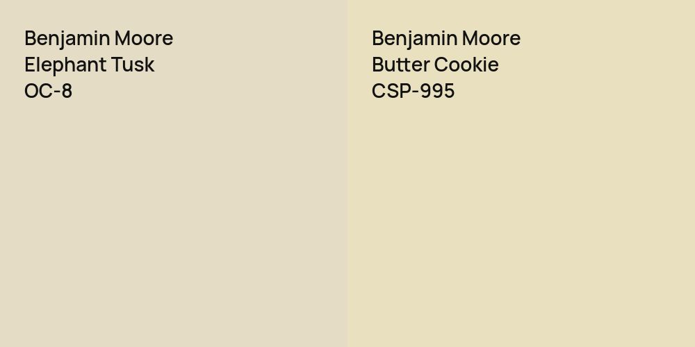 Benjamin Moore Elephant Tusk vs. Benjamin Moore Butter Cookie