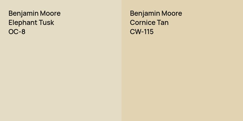 Benjamin Moore Elephant Tusk vs. Benjamin Moore Cornice Tan