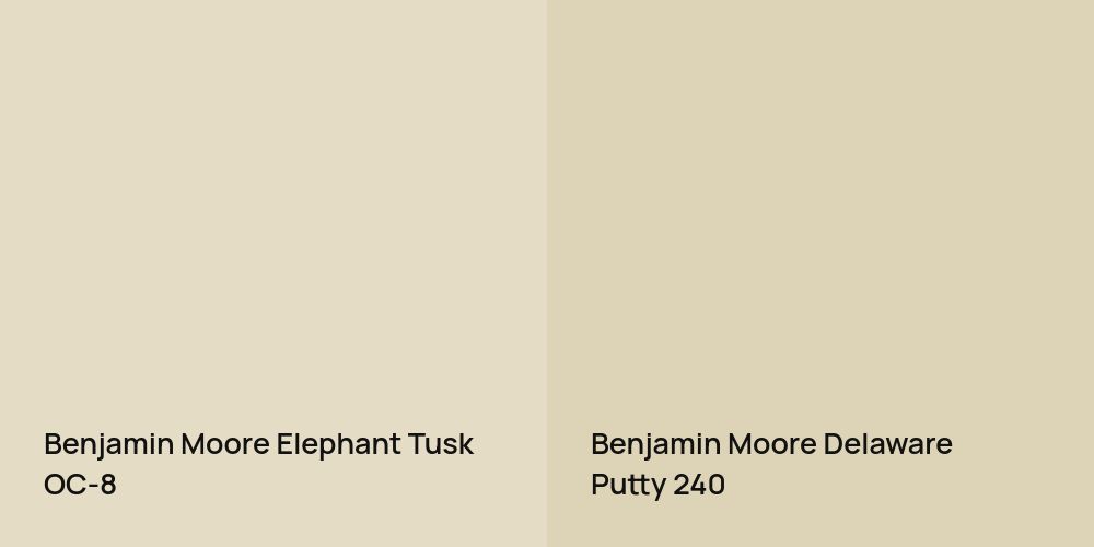 Benjamin Moore Elephant Tusk vs. Benjamin Moore Delaware Putty