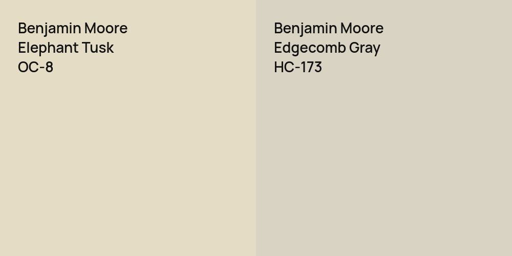 Benjamin Moore Elephant Tusk vs. Benjamin Moore Edgecomb Gray