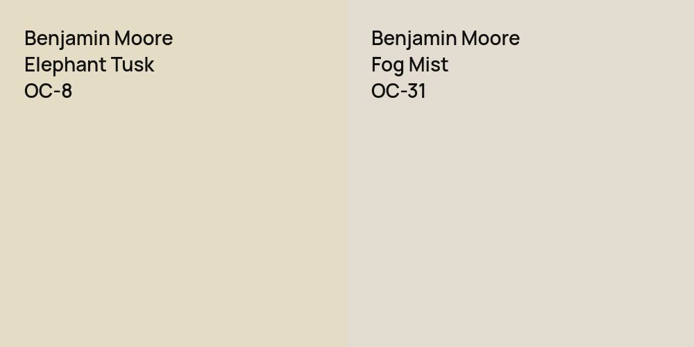 Benjamin Moore Elephant Tusk vs. Benjamin Moore Fog Mist