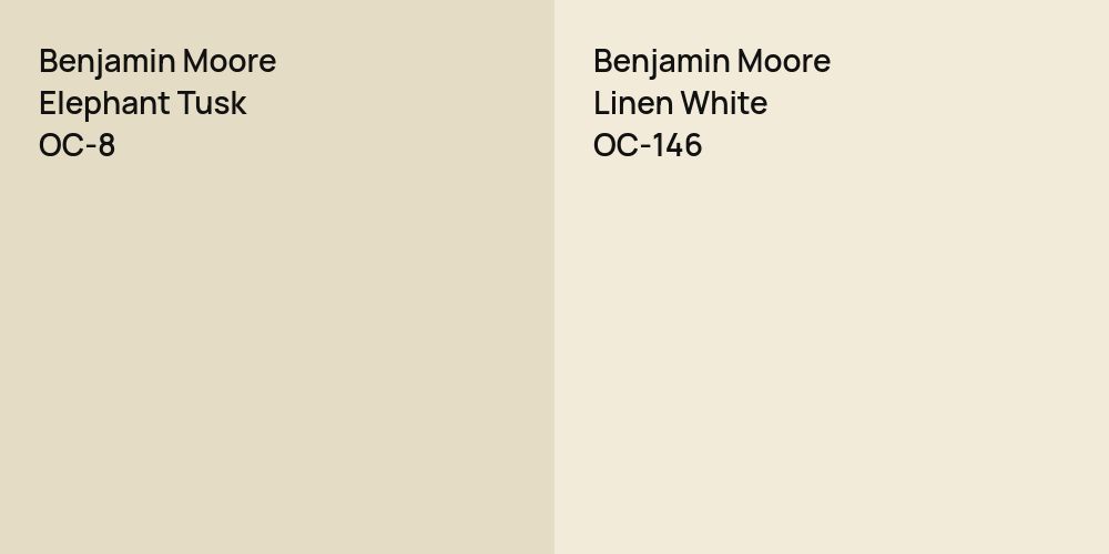 Benjamin Moore Elephant Tusk vs. Benjamin Moore Linen White